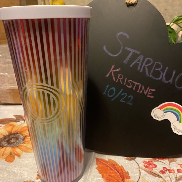 Starbucks Striped Pride LOVE 24oz Tumbler (crack on the bottom-see photos) - Picture 3 of 10
